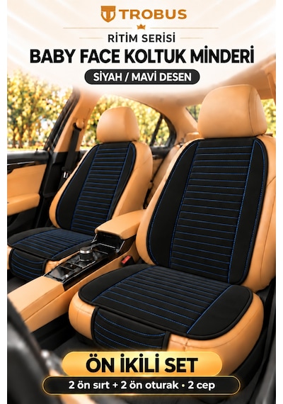 Trobus Ritim Opel Astra 2011-2015 Baby Face Ön İkili Koltuk Minderi Siyah Mavi Desen