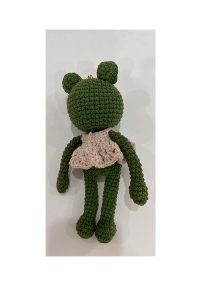 El Yapımı Amigurumi Kurbağa Anahtarlık - Örgü Tasarım 20 Cm Haki Haki