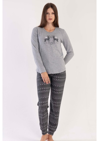 Vienetta Kadın Uzun Kol Antrasit Pijama Takımı C3t0n4o090 001