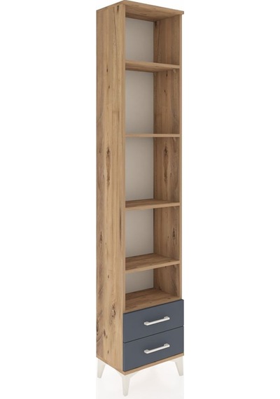 Arges Dolap 5 Raflı 2 Çekmeceli 44x30x221 Çam-antrasit Atlas Çam