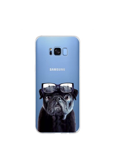 Samsung Galaxy S8 Plus İle Uyumlu 1mm Slim Fit Köpek 3 050f Baskılı Şeffaf Kılıf Şeffaf