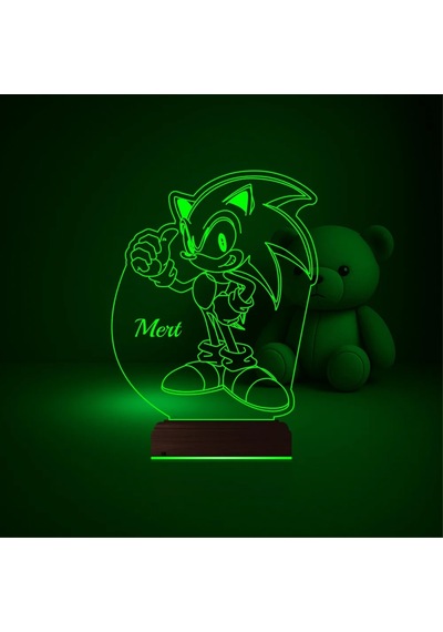 Luvivia Çocuk Odası Çizgi Film Sonic Kişiye Özel 3d Lamba - Masa Gece Lambası V2 Şeffaf