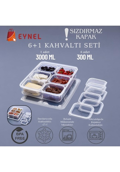 7 Parça Kahvaltılık, Piknik, Seyahat, Gezi İçin 6+1%100 Sızdırmaz Saklama Kabı, Şeffaf Buzdolabı Kutusu, Mutfak Kapları 1