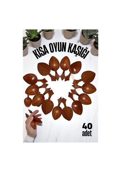 Kısa Oyun Kaşığı Halk Oyunu Kaşığı - Kına Kaşığı Kısa Saplı Zeybek Oyun Kaşığı 40 Adet Beyaz
