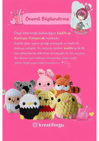 Amigurumi Kuzucuk Örgü Öğrenme Kiti, Başlangıç Seviyesi Açık gri