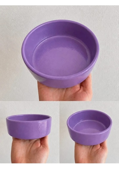 Kase Model Beton Kedi Köpek Mama Ve Su Kabı 15cm Çap 5cm - Mor