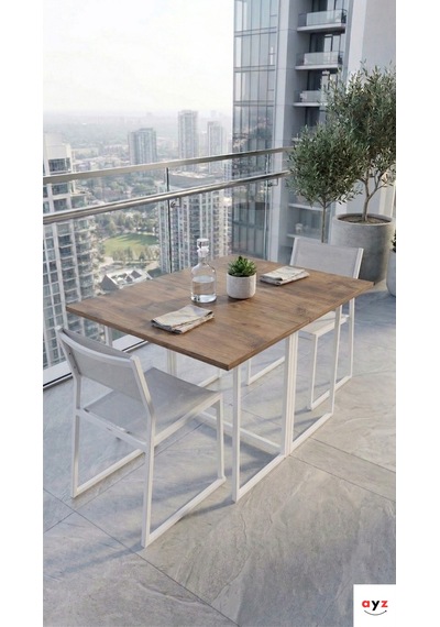 Ayz Vorkır 2 Katlanır Çalışma Masası Yemek Masası Mutfak Masası Balkon Masası Beyaz - Çam Ayz Vorkır 2 Katlanır Çalışma Masası Yemek Masası Mutfak Masası Balkon Masası Beyaz - Çam