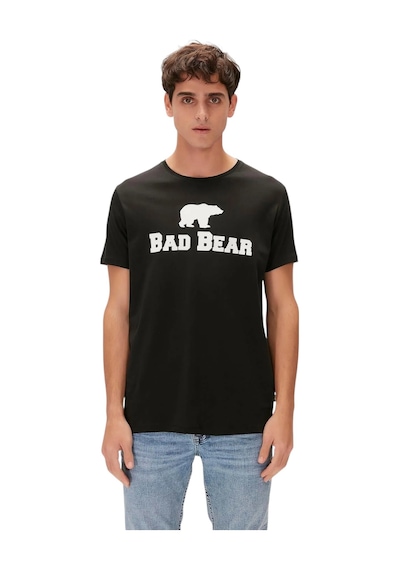 Bad Bear Beyaz Logo Baskılı King Size Erkek Tişört Mavi