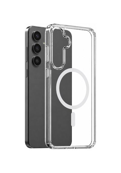 Samsung Galaxy S24 Fe İle Uyumlu Yumuşak Magsafe Kablosuz Şarj Destekli Şeffaf Kılıf Kamera İçin Yükseltilmiş Çerçeve