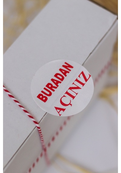 Buradan Açınız Beyaz 50 Mm Yuvarlak Yapışkanlı Sticker Etiket 100 Adet