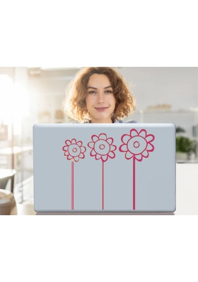 Defter Sticker,laptop Sticker Pembe Papatyalı Pvc 48x33x0,5cm