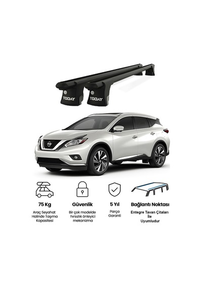 Trio-ıı Nissan Murano 2008 Ve Sonrası Uyumlu Siyah Kilitli Ara Atkı 120cm Port Bagaj Tavan Barı