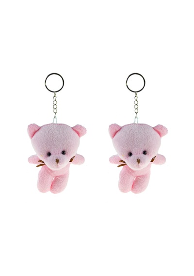 Pelüş Ayıcık Anahtarlık İkili Set Pembe 12 Cm