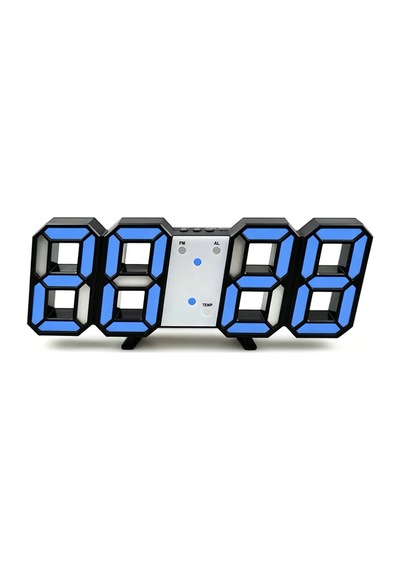 Dekoratif Dijital Led Masa Duvar Saati 3d Dijital Saat Çalar Saat Led Elektronik Saat Siyah Kasa Mavi Işık Renkli