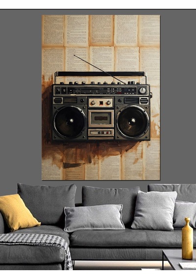 Ahşap Tablo Eski Nostaljik Radyo Ve Kasetçalar