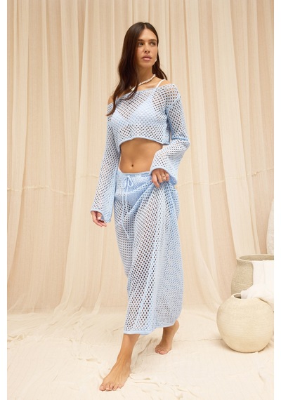 Mai Collection Forio Mavi Triko Crop Etek Takım
