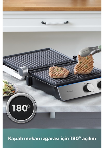 Homend Grilliant 1344h Inox Gövdeli, Döküm Çıkarılabilir Plakalı Tost Ve Izgara Makinesi