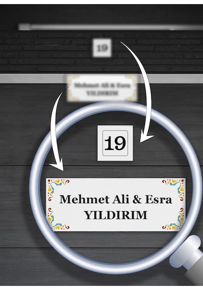 Şık Pembe Çerçeveli Kapı İsimlik & Numara Seti Çok Renkli