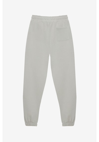 Tudors Unisex Relax Fit Rahat Kesim Şardonlu 3 Cepli Lastikli Jogger Paça Taş Renk Eşofman Altı-32644 Taş