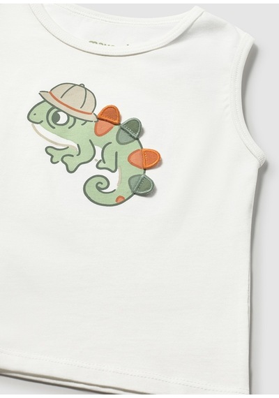 Erkek Bebek Kolsuz T-shirt Ekru