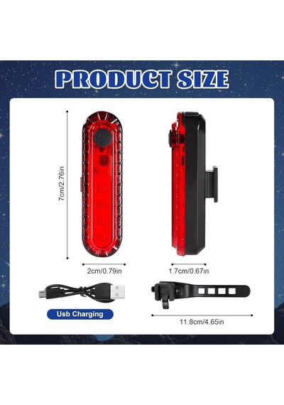 Bisiklet 4 Modlu Su Geçirmez Usb Şarj Led Scooter Çanta Arka Işık Lambası Işık Aydınlatma İkaz Çok Renkli