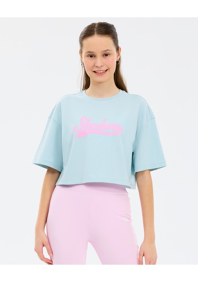 Skechers G Graphic Tee Crop T-shirt Büyük Kız Çocuk Mavi Tshirt Sk2610024-0466