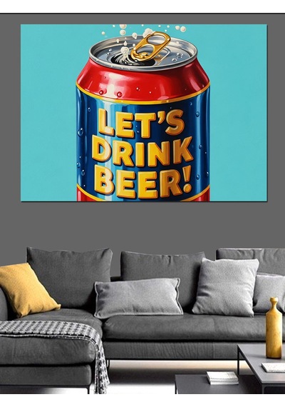 Haydi Bira İç Kutu Bira Afişi Dekoratif Kanvas - Mdf Ahşap Tablo