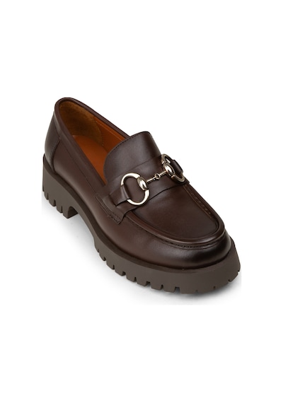 Deery Kadın Kahverengi Hakiki Deri Tokalı Loafer - 02037zkhvc02