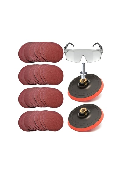 Zımpara Seti + Matkap Aparatı + Gözlük 115 Mm 40 Parça