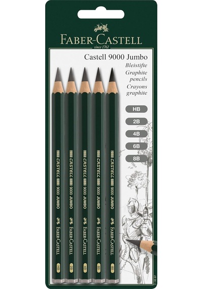 Faber-castell Castell 9000 119200 Kurşun Kalem, Kauçuk Uçlu, Sert Çok Renkli
