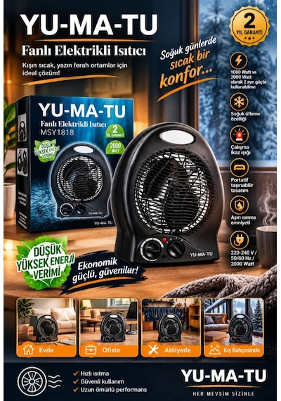 Yu-ma-tu Msy1818 2000 W Fanlı Elektrikli Isıtıcı