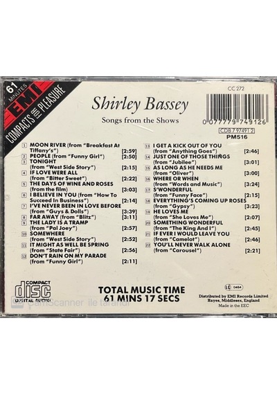 Plak Değildir Cd Dir Cd Shirley Bassey Songs From The Shows Cd