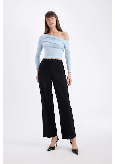 Defacto Slim Fit Omuzu Açık Basic Düz Uzun Kollu Bluz D4559AX24AUBE745 Mavi Defacto Slim Fit Omuzu Açık Basic Düz Uzun Kollu Bluz D4559AX24AUBE745 Mavi