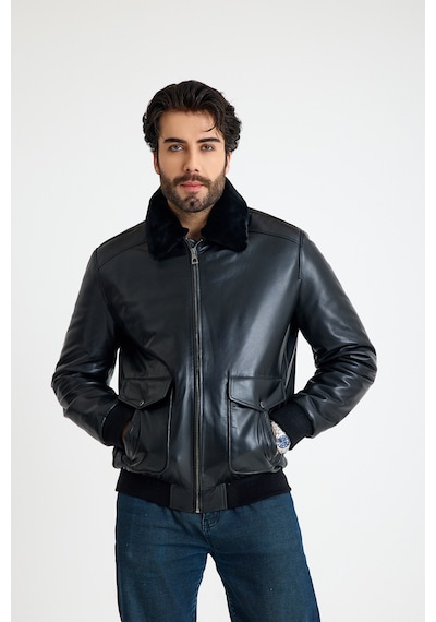 Franko Armondi Pi Lot Model Erkek Deri Ceket E71-klj-2071 Siyah