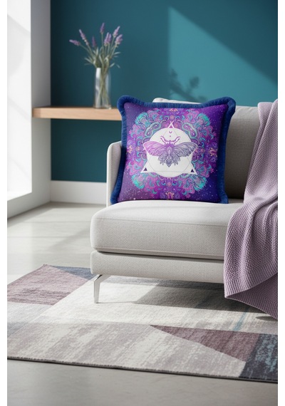 Mistik Mandala Moth Saçaklı Yastık Kılıfı - Kozmik Bohem Mor Lacivert Püsküllü Kırlent Kılıfı Pastel Dumanlı Duman Mistik Mandala Moth Saçaklı Yastık Kılıfı - Kozmik Bohem Mor Lacivert Püsküllü Kırlent Kılıfı Pastel Dumanlı Duman