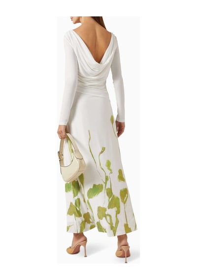 Acler Wingmore Maxi Elbise - Triko Jersey - %94 Polyester, %6 Elastan Beyaz