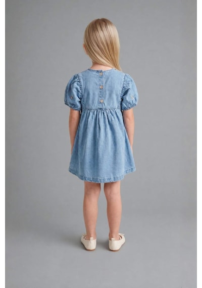 Defacto Pamuklu Denim Elbise Kız Bebek H4072a526smnm39 Mavi-nm39