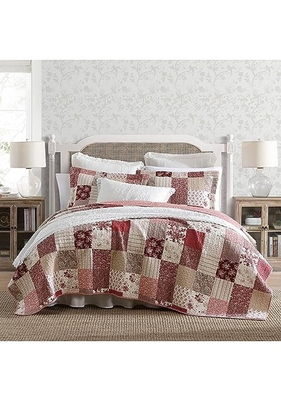 Kraliçe Yorgan Seti Ters Çevrilebilir Pamuklu Yatak Örtüleri Kırk Yama Işi Esinlenen Ev Dekoru Celina Patchwork K Genel