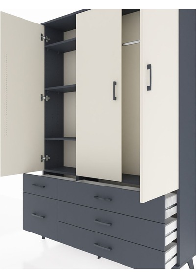 Arges Dolap 5 Raflı 5 Çekmeceli Tek Askılı 132x30x195 Antrasit-aytaşı/antrasit Aytası/antrasıt Arges Dolap 5 Raflı 5 Çekmeceli Tek Askılı 132x30x195 Antrasit-aytaşı/antrasit Aytası/antrasıt