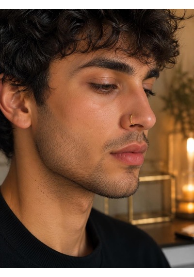 925 Ayar Gümüş Altın Renk Halka Burun Hızması Piercing Unisex Minimal Burun Piercing
