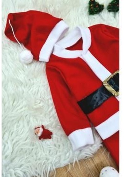 3 4 Yaş Çocuk Noel Baba Kostümü Şapkalı Ve Kemerli Yılbaşı Elbise Seti Diğer