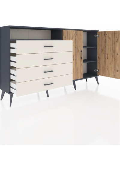Arges Konsol 3 Raflı 4 Çekmeceli 2 Kapaklı 176x30x99 Antrasit-çam/aytaşı Atlas Çam/aytası - Antrasıt Arges Konsol 3 Raflı 4 Çekmeceli 2 Kapaklı 176x30x99 Antrasit-çam/aytaşı Atlas Çam/aytası - Antrasıt