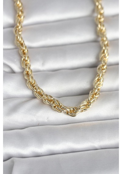 Cm 14k Gold Renk Kalın Burgu Zincirli Model 60 Cm Kadın Kolye - Lisinya altın