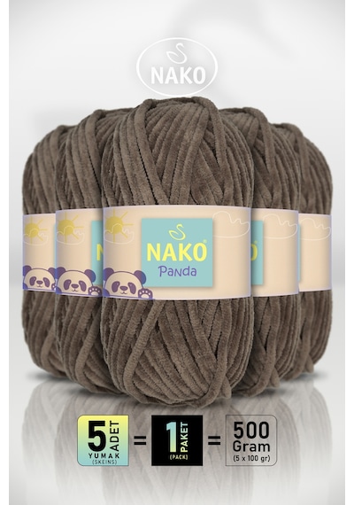 Panda - Kapiçino 14228 - 5'li Paket - 100gr/120m - Kadife El Örgü İpi - Amigurumi Punch İpi