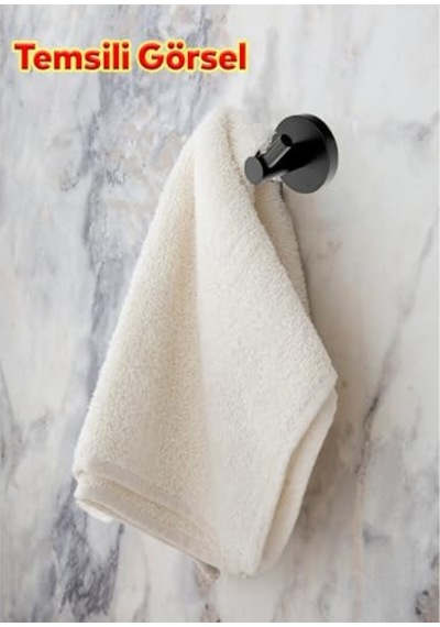 Siyah Renk Metal Sağlam Banyo Lavabo 2'li Askılık Aparat Bornoz Havlu Asma Askı Vidalı Çok Renkli