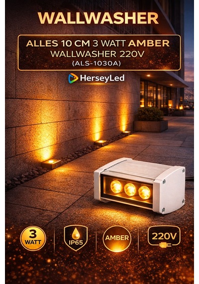 Alles 10 Cm 3 Watt Amber Sarı Wallwasher 220v Amber