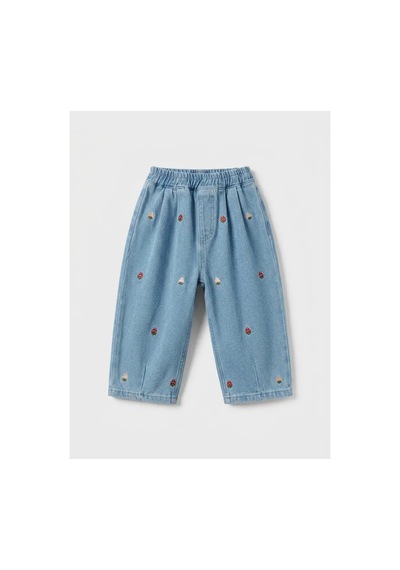 Poala Kids Çilekli Balloon Jeans Mavi
