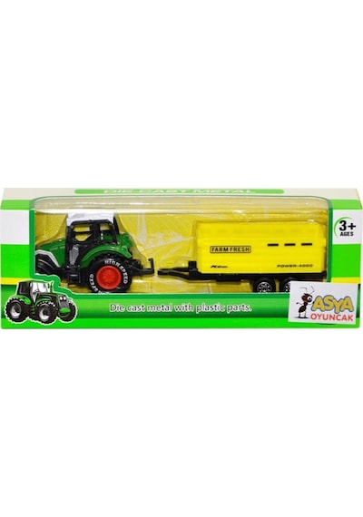 Asya Oyuncak 18 Cm Römorklu Metal Traktör 955-167-yeşil Çok Renkli