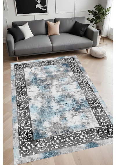 Eliana Home Dijital Baskı Yıkanabilir Kaymaz Taban Salon Halısı Ve Yolluk Rv005-fnl255 Mavi