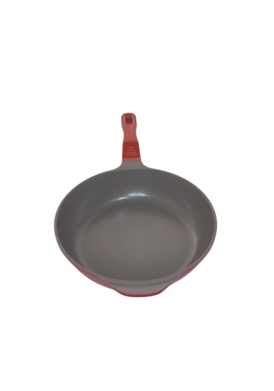 Akdeniz 28 Cm Cam Kapaklı Kırmızı Döküm Derin Tava